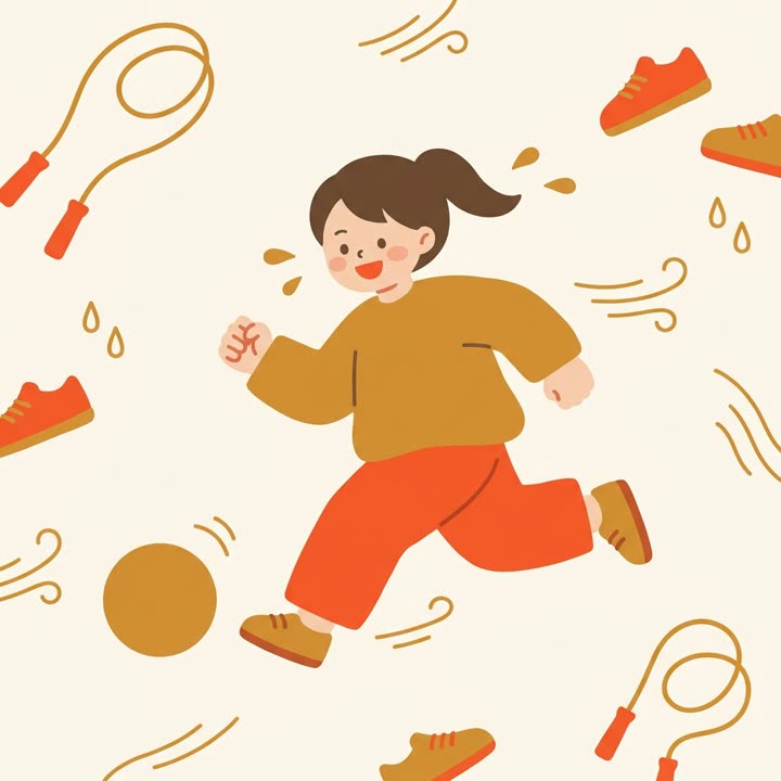 小さな子どもがのびのびと体を動かして遊ぶイラスト